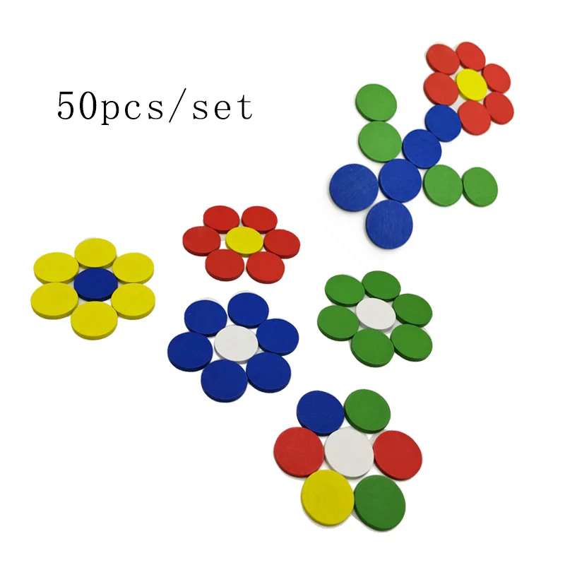 50 шт./компл. Монтессори чувства обучения пластины 5 цветов 50 штук Цвет когнитивных сортировки пара деревянных игрушек круглый диск Математические Игрушки