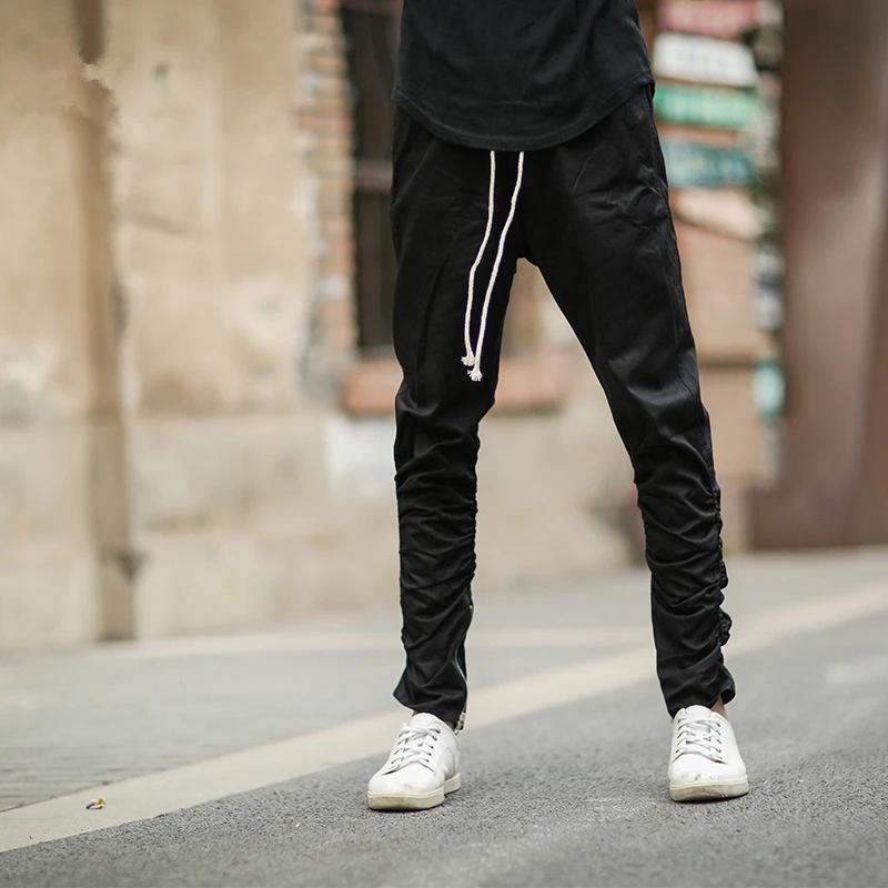 Хип-хоп Модные мужские тонкие брюки Джастин Бибер шаровары с молниями Kanye Drop брюки со стрелкой джоггеры черные Хаки зеленые спортивные штаны