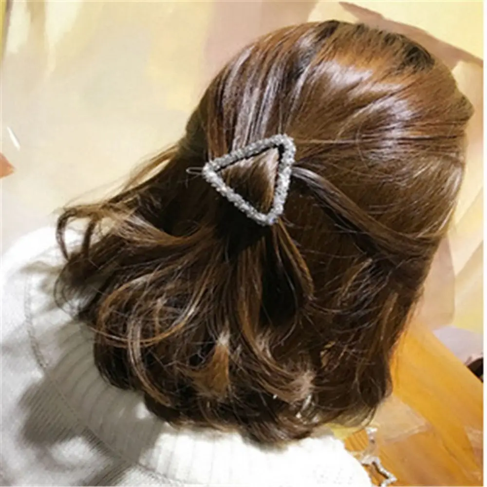 Fashion Crystal Rhinestones Hairpin Star Triangle Round Shape Hair Clips Barrettes Hair Styling Accessories for Women