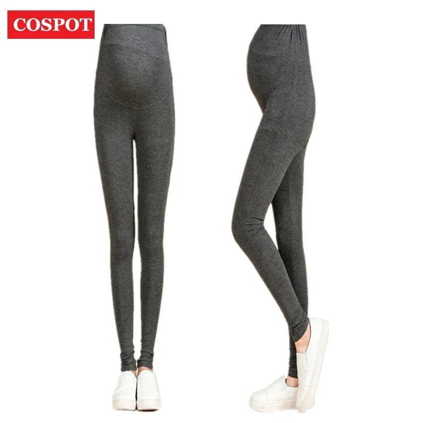 COSPOT Maternity Leggings Pregnant Women High Waist Abdominal Leggings Pregnancy Solid Black