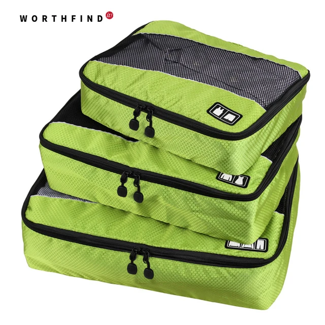 WORTHFIND 3 Pcs/Set Unisex Nylon Packing Cubes For Clothes Travel Bags