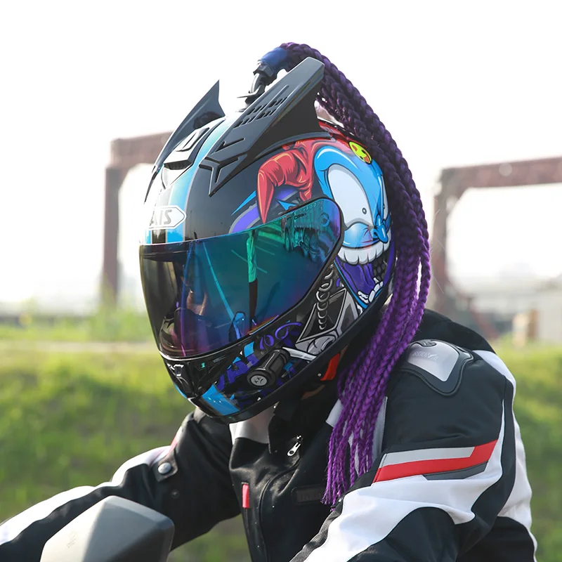 

Motorcycle helmet half full face helmet type four seasons summer safety helmet locomotive racing corner