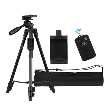 

47-inch Lightweight Portable Travel Camera Tripod Stand Compact Aluminum Alloy with Smartphone Holder BT Remote Control