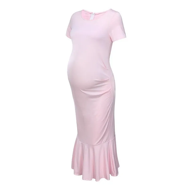 ENXI Baby Shower, платье для беременных с оборками, облегающее, с рюшами по бокам, платье русалки для беременных, одежда для мам, платья для беременных размера плюс