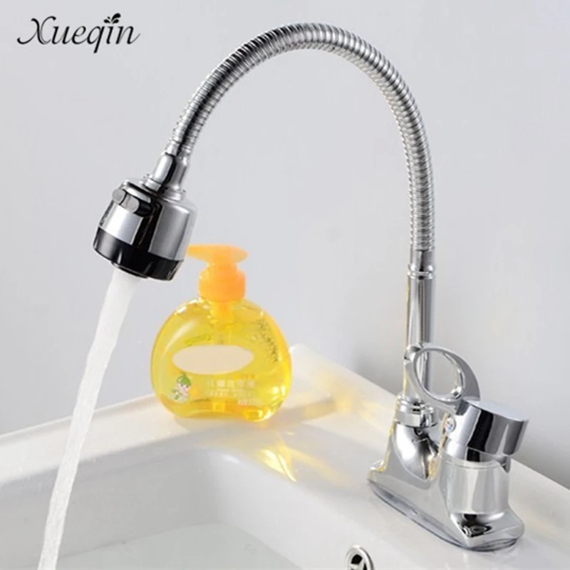 Xueqin Kitchen Bathroom Basin Sink Water Faucet Taps Flexible Spout Ceramic Valve Bathroom Basin Faucets Mixer