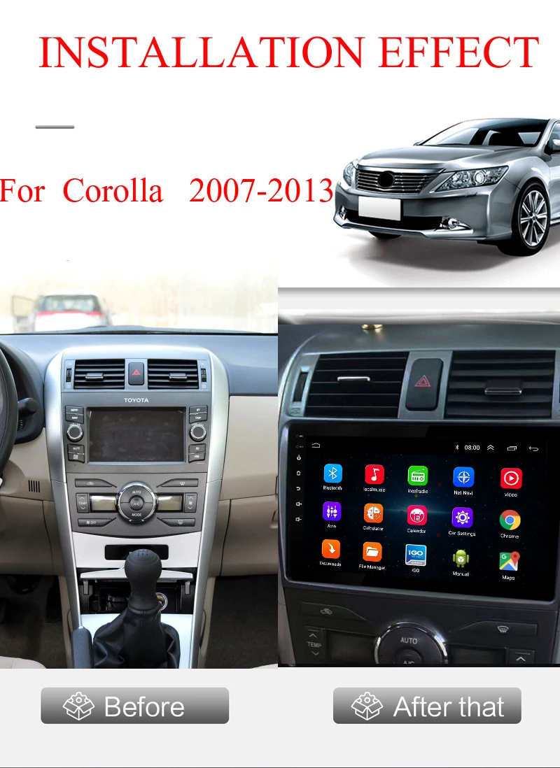 Clearance Android8.1 2din car navigation dvd player for Toyota Corolla e140/150 with multimedia video player and gps for car radio stereo 13