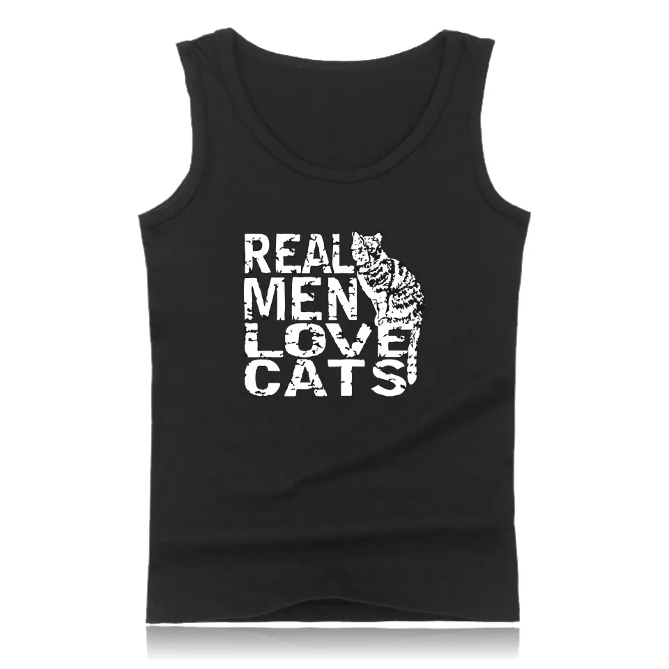 Real men love cats Tank Tops summer style bodybuilding Slim Fit