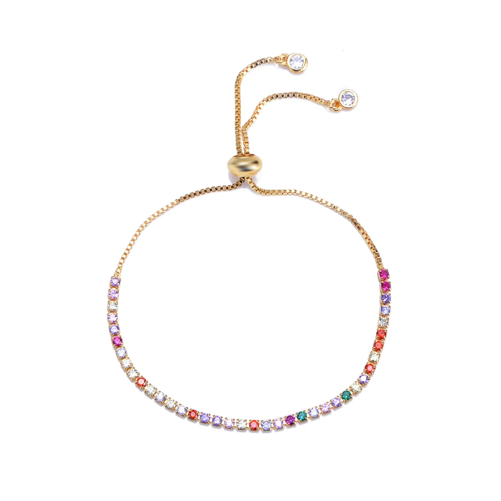 

women's zircon cz Devil's Eye bracelets bangles rainbow colorful Turkey's eye charm gold chain bracelets jewelry for women gift