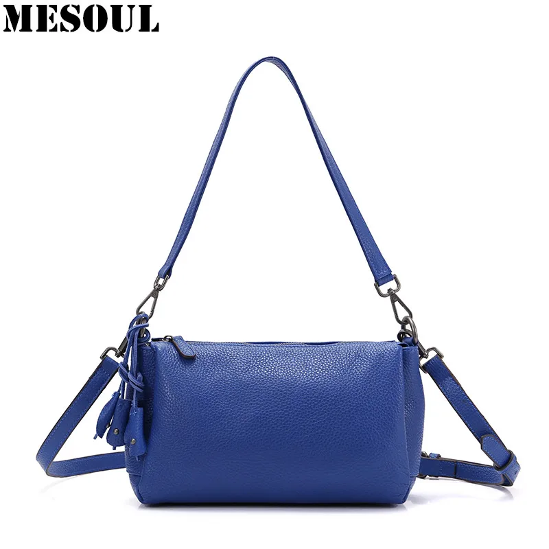 

MESOUL Brand Shoulder Messenger Bags Women Genuine Leather Handbag High Quality Multiple Compartment Small Tote Bag Purse Female