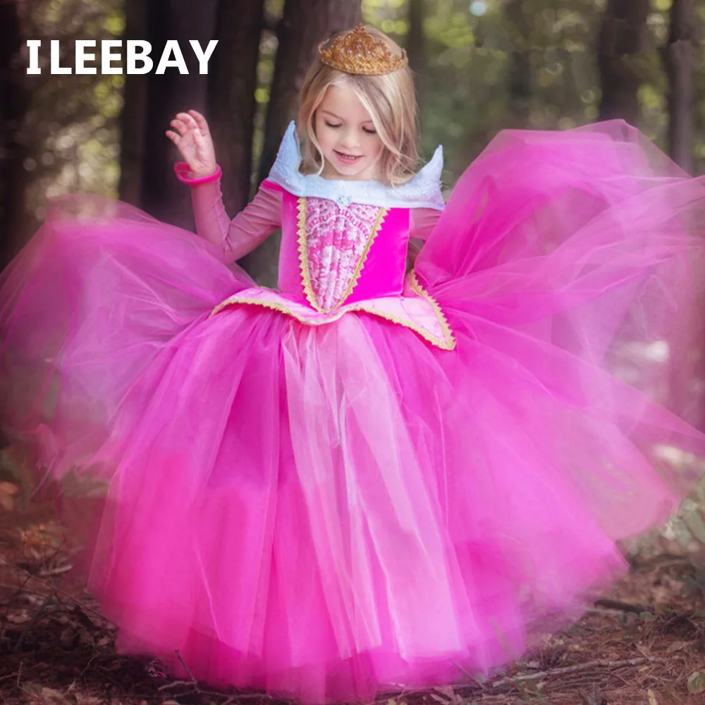 Buy New Spring Baby Girls Sleeping Beauty Princess Dresses Aurora Kids Girls
