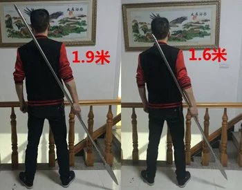 

WUSHU lance Spearhead Sword Chinese KungFu Spear Spearhead Folded Damascus Steel Steel Handle