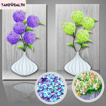 

Flower arranging 5D DIY diamond Painting flowers Cross Stitch diamond embroidery mosaic diamonds wall stickers home decor vase