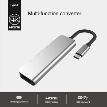 

USB C Hub Portable Type-C Hub Adapter Dongle 5-in-1 Dual USB-C Hub with USB-C to HDMI PD Charging Port USB 3.0 Ports