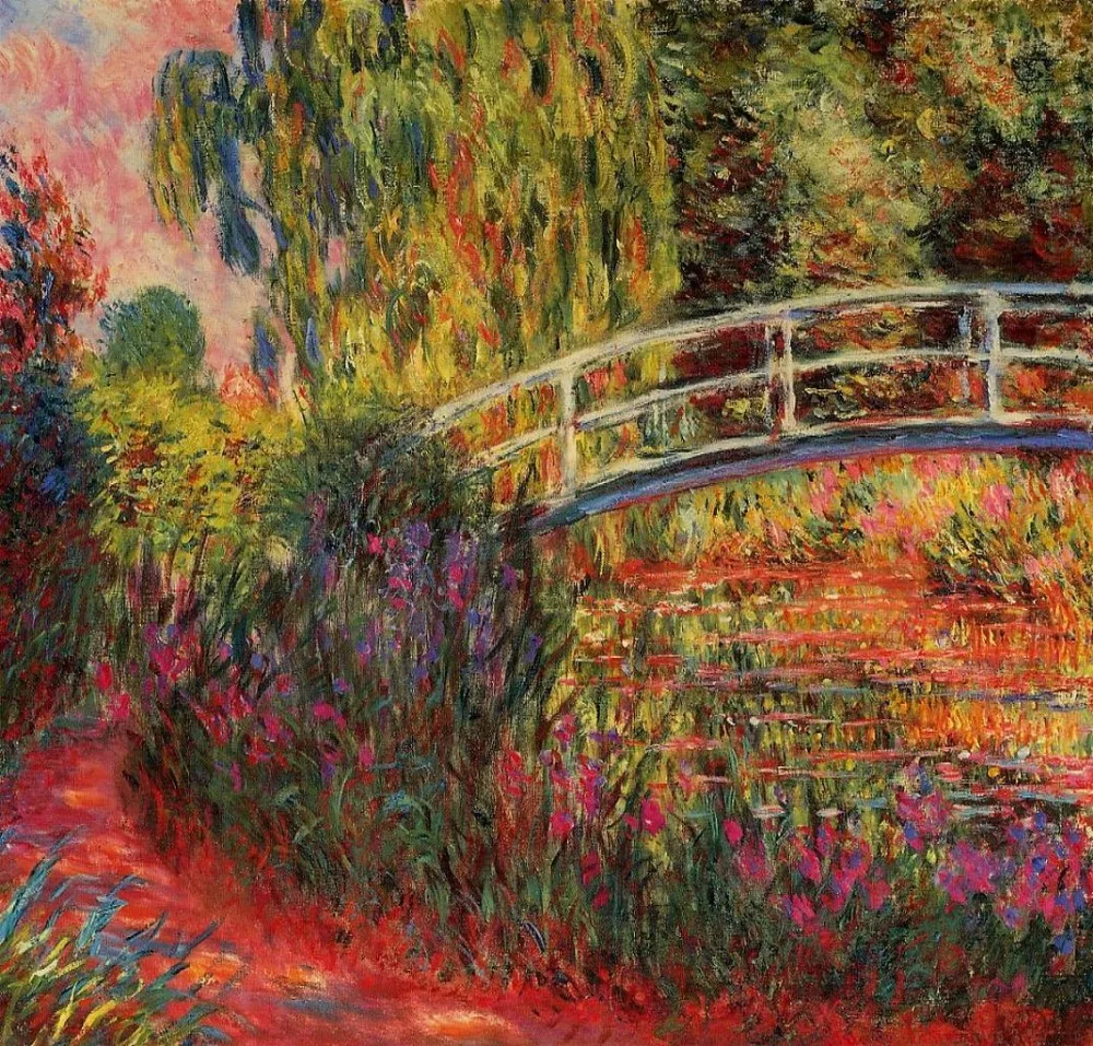 

100% handmade landscape oil painting reproduction on linen canvas,the-japanese-bridge-the-water-lily-pond-water by claude monet