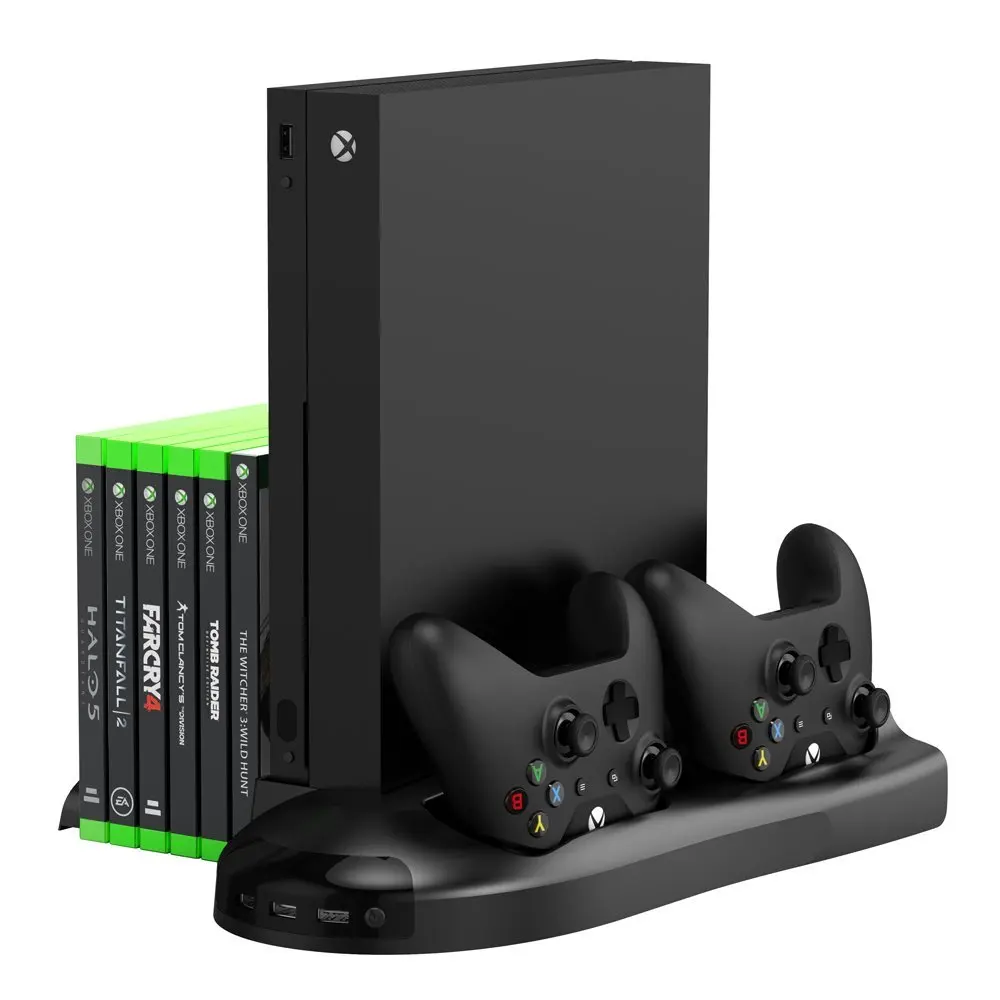 Vertical Stand for Xbox One X Console with Cooling Fan Dual USB