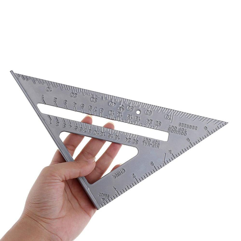 7 inch Aluminium Alloy Right Angle Triangle Ruler with 0.1 Accuracy and 1 Scale Value Protractor Measuring Tool for Carpenter