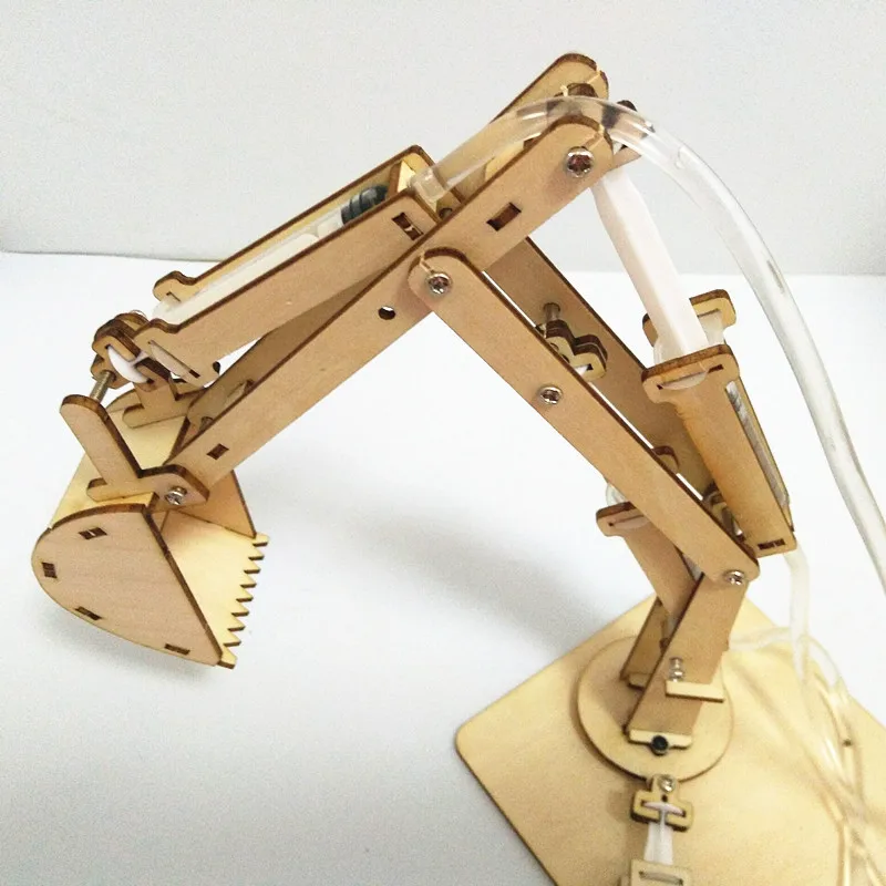 Happyxuan DIY 4 Channel Hydraulic Excavator Kit Kid Science School Project STEM Education Physics Fun Toys Technology Experiment