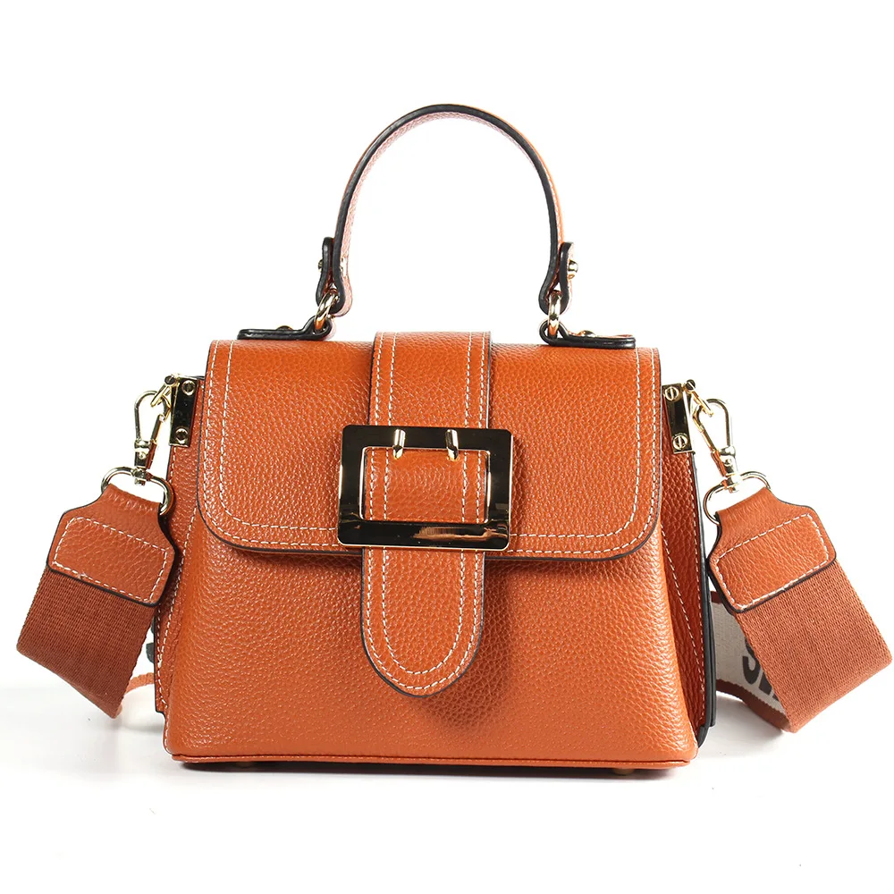 

Women's New Leather Zip Tote First Layer Leather Cross-section Wide Shoulder Bag Multi-color Casual Bag