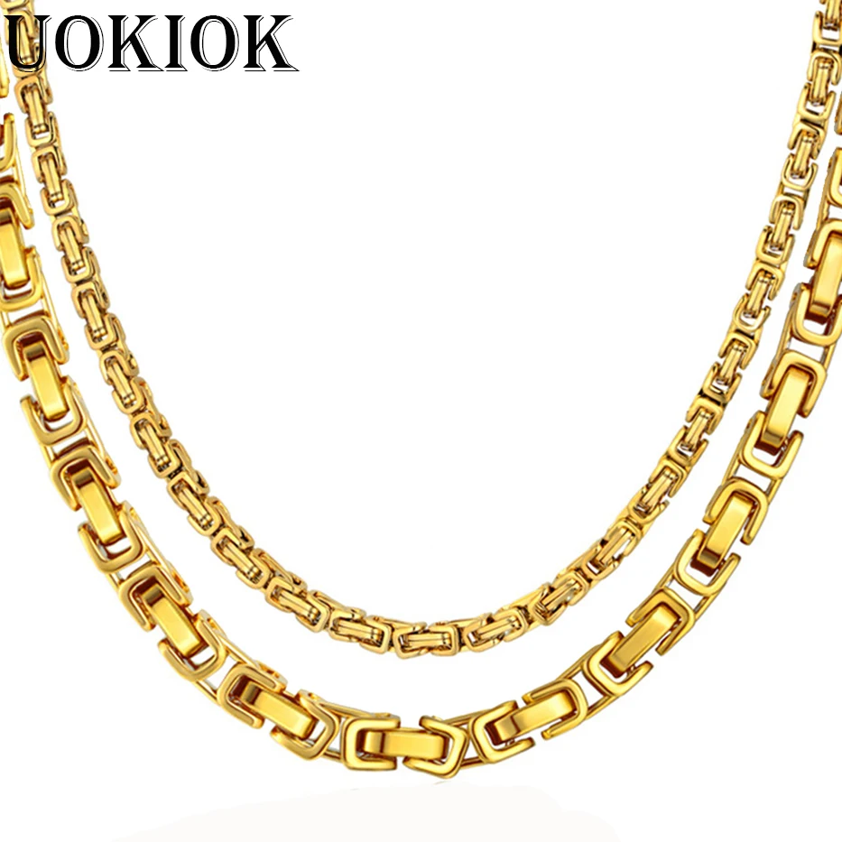 

Hip Hop Stainless Steel Byzantine Box Chain Necklace For Men Jewelry Wholesale 4/8mm Thick Men's Gold Chains Dropshipping