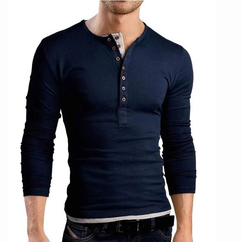 Новая футболка Homme 2016 однобортная с длинным рукавом и треугольным вырезом