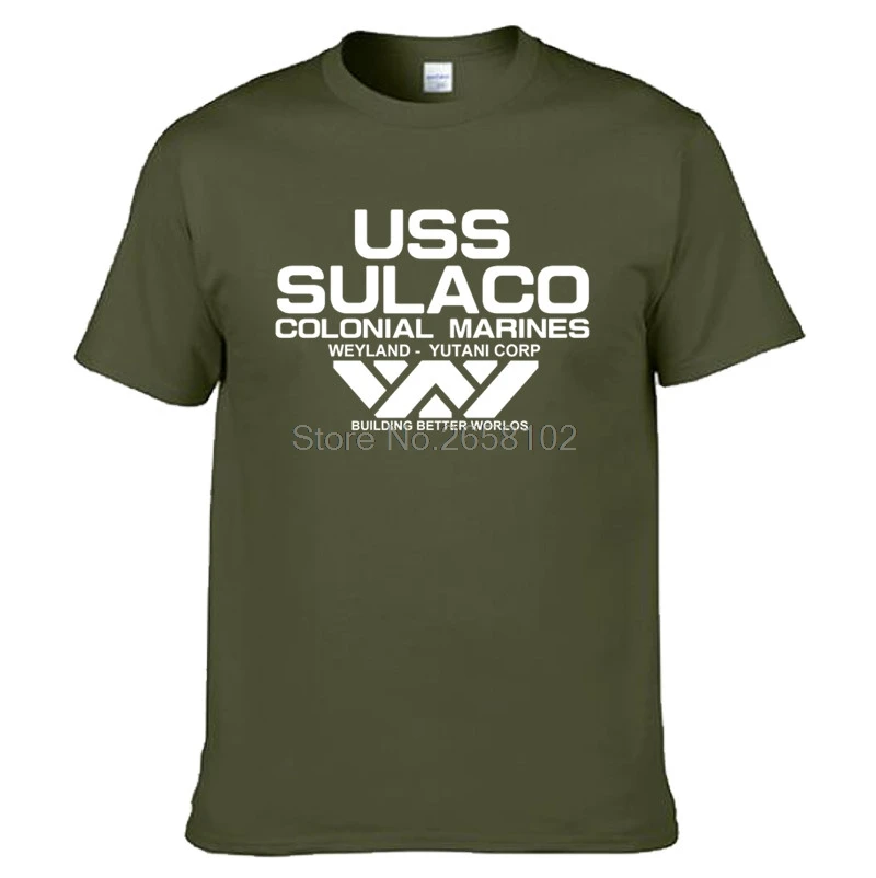 Uscss Nostromo футболка Alien Uss Sulaco Colonial Marines Aliens Off World Hipster мужская одежда с круглым