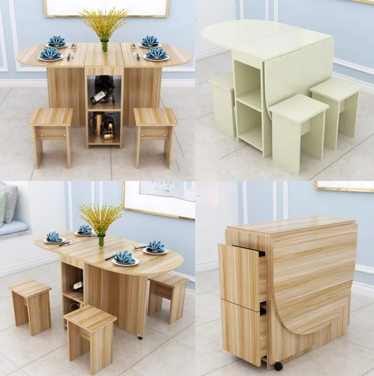 Household simplicity Folding Family Dining Room Sets Table and Chairs Home Furniture Desk Mesa de comedor plegable