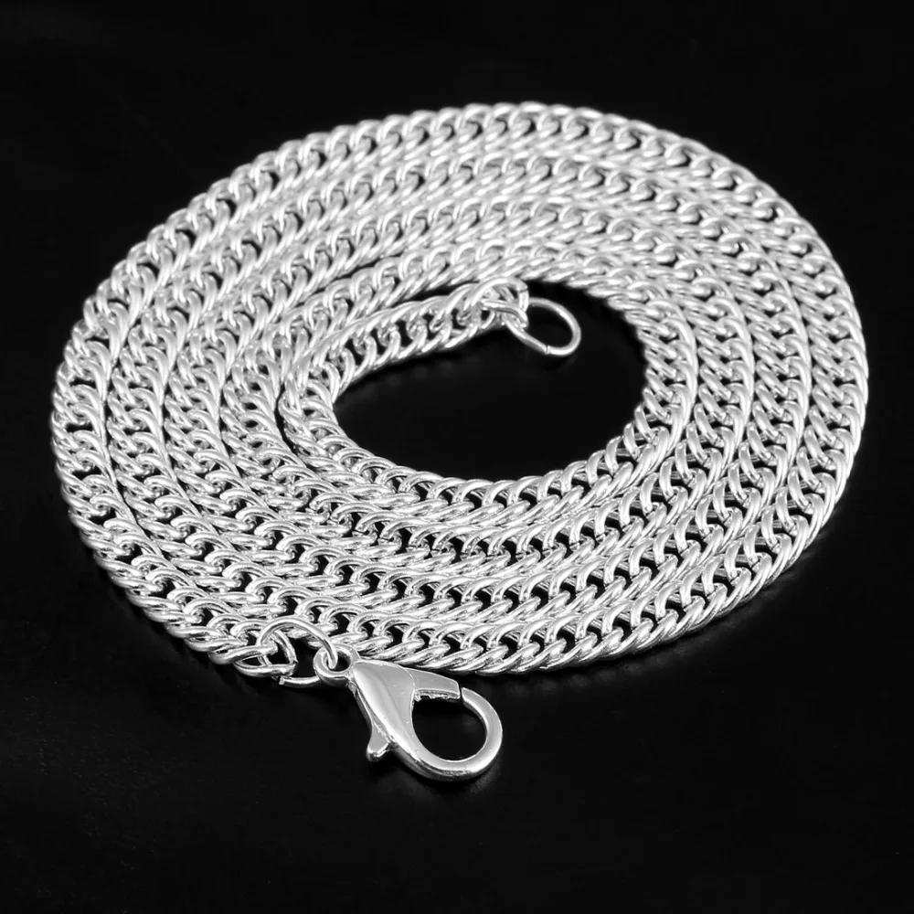 Buy 5pcs/Set Silver Box Chain Necklace Lobster Clasp
