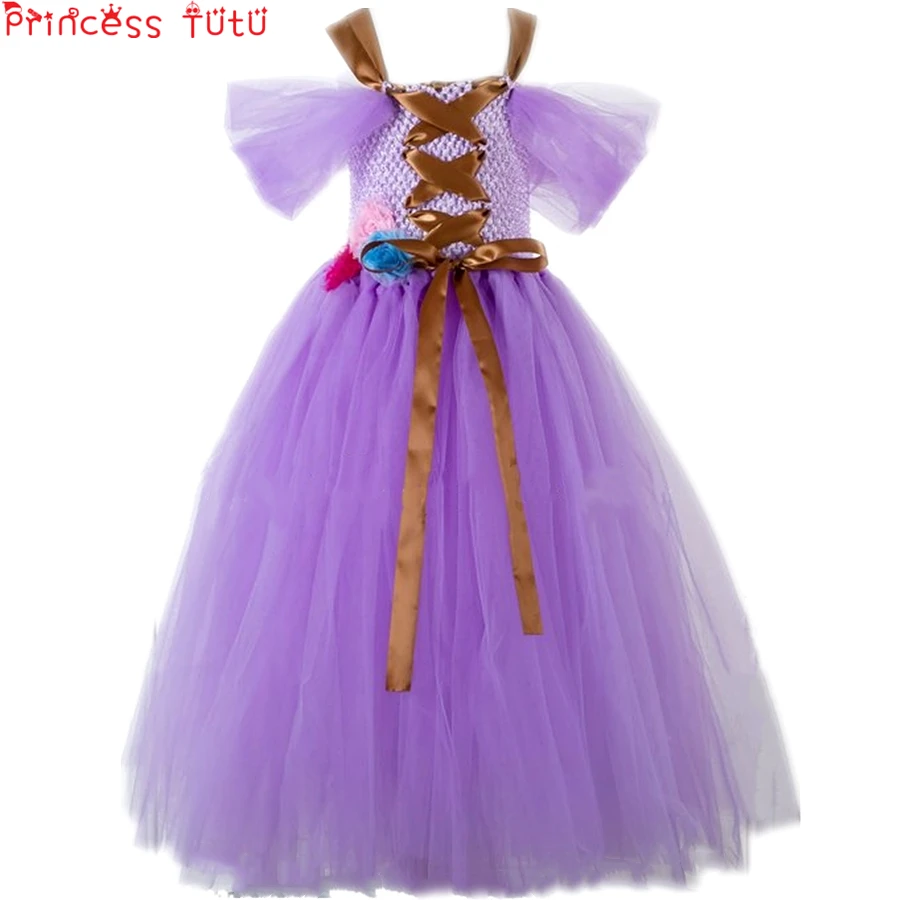 Tangled Rapunzel Fancy Dress Costume Handmade Purple Girl Tutu Birthday Party with Fully Lined Top Halloween | Детская одежда и