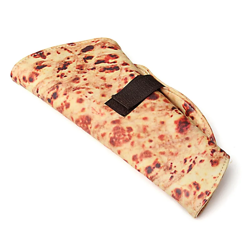 

Kicute Chinese Lifelike Sesame Seed Cake Baked Roll Pancake PU Leather Roll Pencil Bag Case Cylindrical Stationery Storage Bag