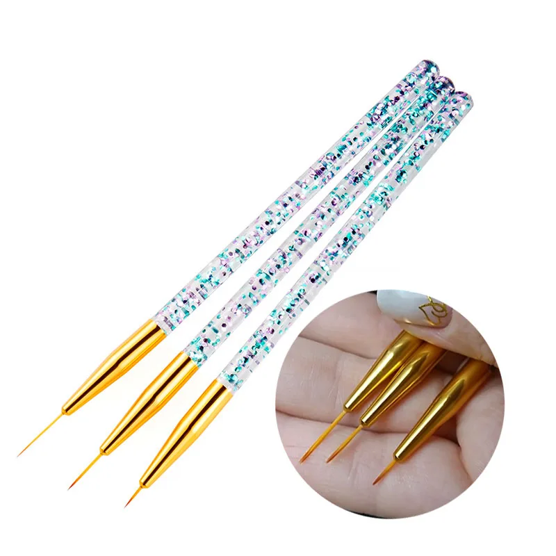 

3pc/lot Crystal Nail Brush Painting Lines Series Easy To Handle Operate Manicure Acrylic UV Gel Pen DIY Tips Design Set