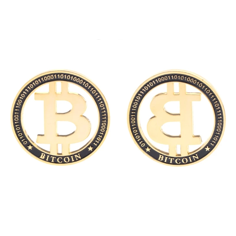 

Christmas Gift for Kids Commemorative Coin Plated Golden Hollow Bitcoin BTC For Souvenir Art Collection