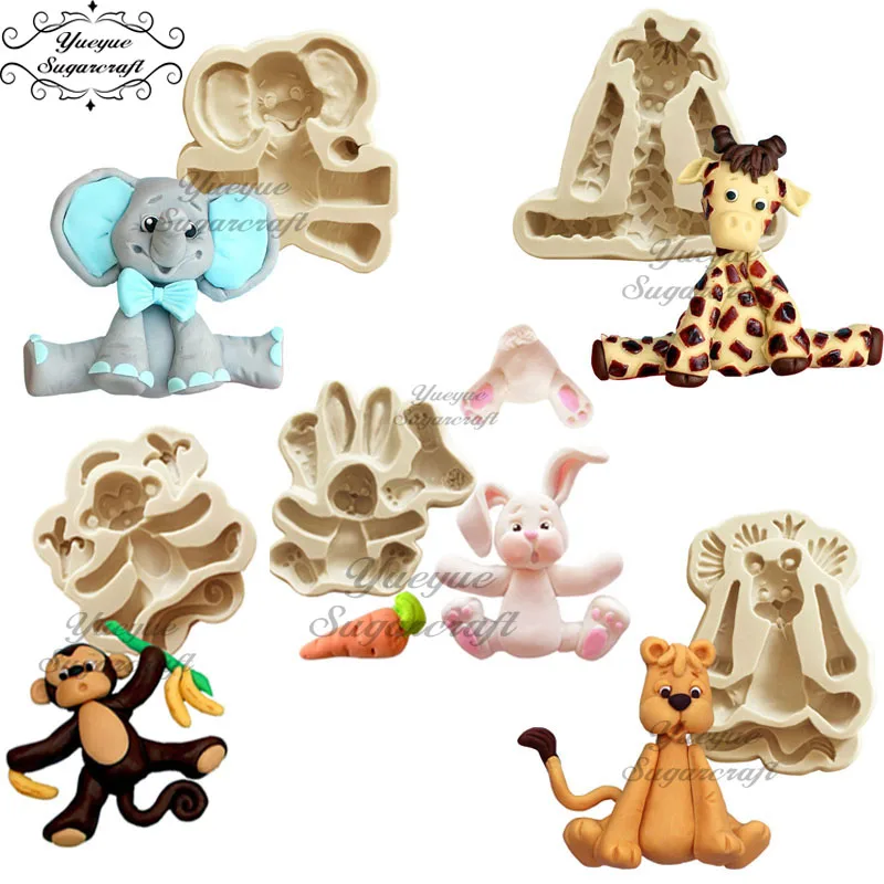 

Yueyue Sugarcraft Animal Elephant/Dog/Rabbit/silicone mold fondant mold cake decorating tools chocolate gumpaste mold clay mould