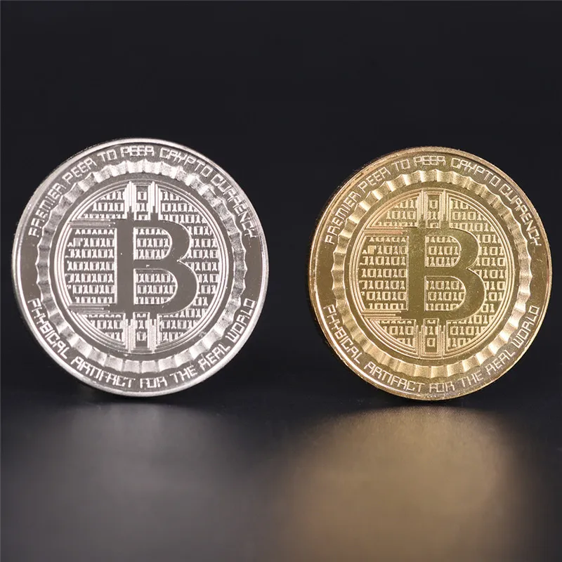 1Pc Silver/Gold Plated A Coin BTC Bitcoin Coin Collection Art Gift Collection Physical Coin Collection Hot Sale