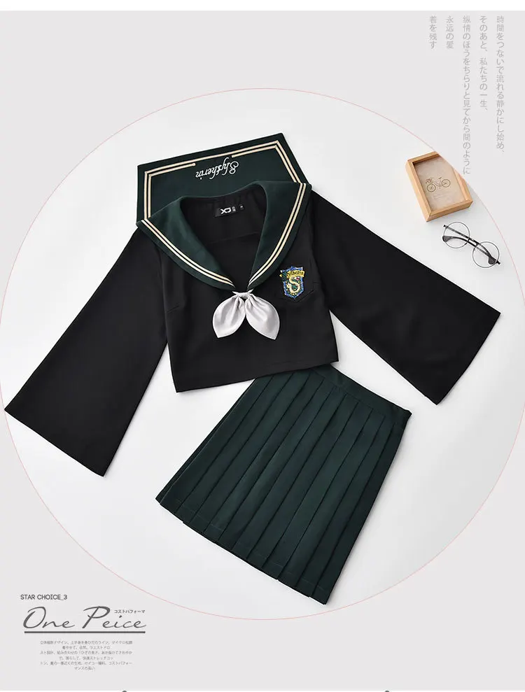 Японская школьная форма моряка Kawaii Magic School Class Navy Sailor Senior Uniforms Блузка для девочек плиссированная юбка галстук комплект из 3 предметов