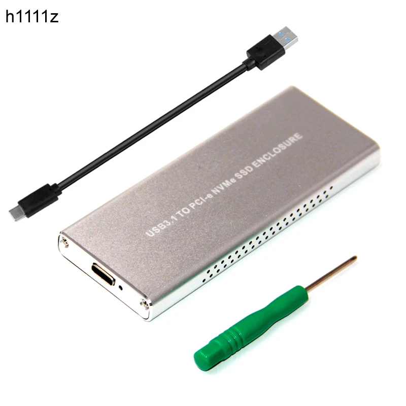 Серебристый алюминиевый чехол для жесткого диска USB3.1 к PCIE NVME M2 SSD корпус с кабелем