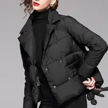 Новая темпераментная модная свободная облегающая хлопковая куртка Женский пуховик теплая куртка Женское пальто