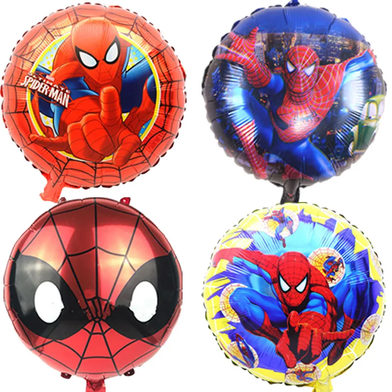 4 piezas de 18 pulgadas Spiderman GLOBOS rojo hombre araña fiesta inflables héroes de helio GLOBOS de papel de aluminio decoración de la fiesta de cumpleaños GLOBOS