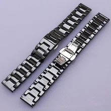 New Watchbands Womens Men 14mm 16mm 18mm 20mm 22mm Buckle Stainless Steel Watches Band Strap Straight End Bracelet Black Ceramic high quality silver 18mm 20mm stainless steel watchbands strap bracelet for men women watches replacement with spring bars