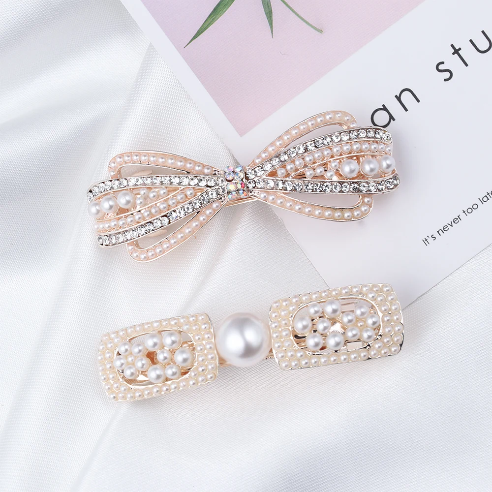 

1PC Imitation Pearl Barrettes Resin Foral Crystal Hair Clip Barrette Cute Hairpin Headwear Accessories Gift For Woman Girls