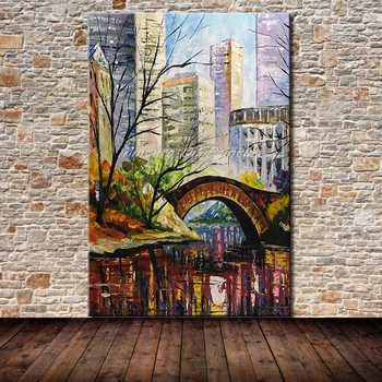 

Arthyx Art New Hand Painted Knife City Landscape Oil Painting For Living Room Home Decor Wall Picture Canvas Paintings Original