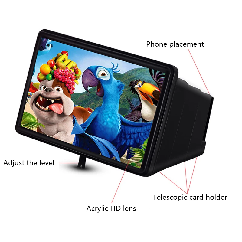 

Portable Telescopic Zoom 12 Inch HD Acrylic Anti-Radiation 3D Screen Movie Amplifier Phone Stand For iPhone XR XS 6 6S Dropship