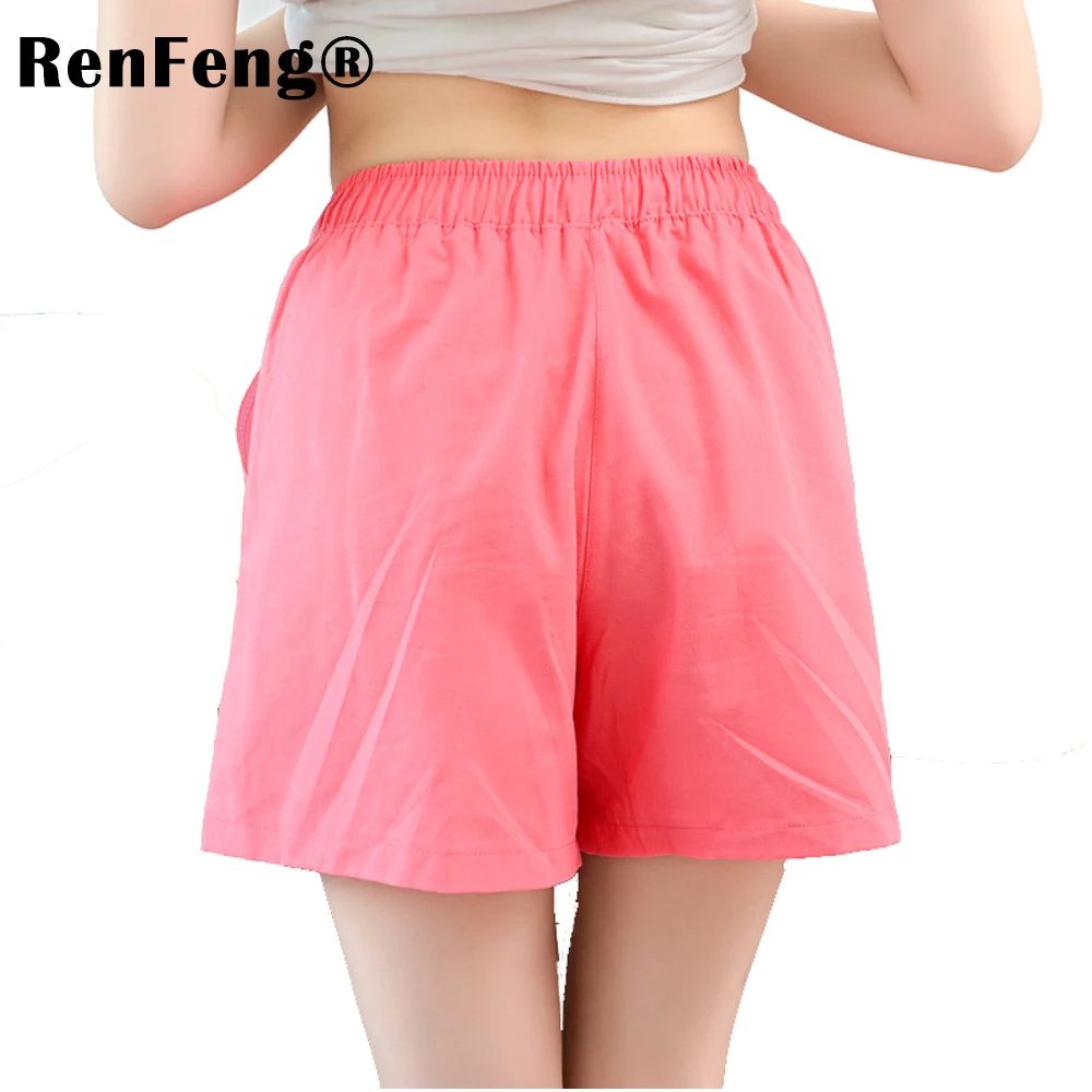 Youth Female Cotton Shorts 2018 Summer Fashion Candy Color Elastic Waist Drawstring Short Pants Woman Casual Plus Size Shorts (17)