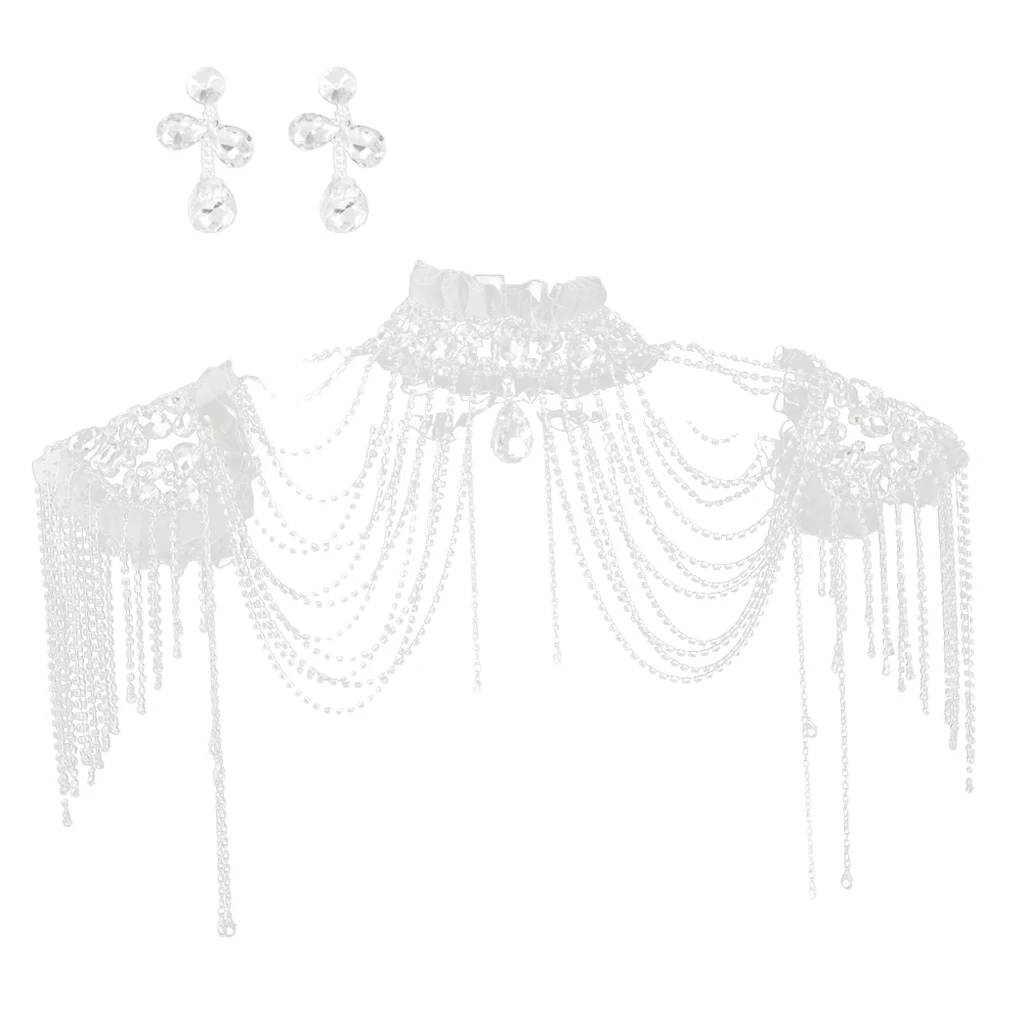 Cute Romantic Stunning Acrylic Crystal Rhinestone Wedding Bridal Collar Choker Necklace Body Chain Elegant Jewelry