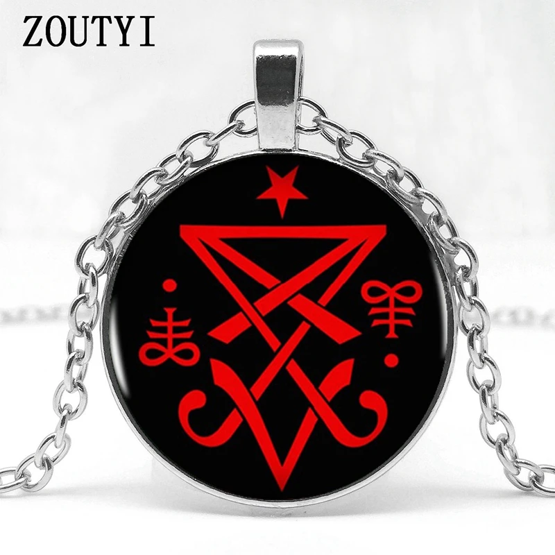 

2018/year hot sale, Lucifer Satan pendant necklace bronze mystery sealed cheap necklace.