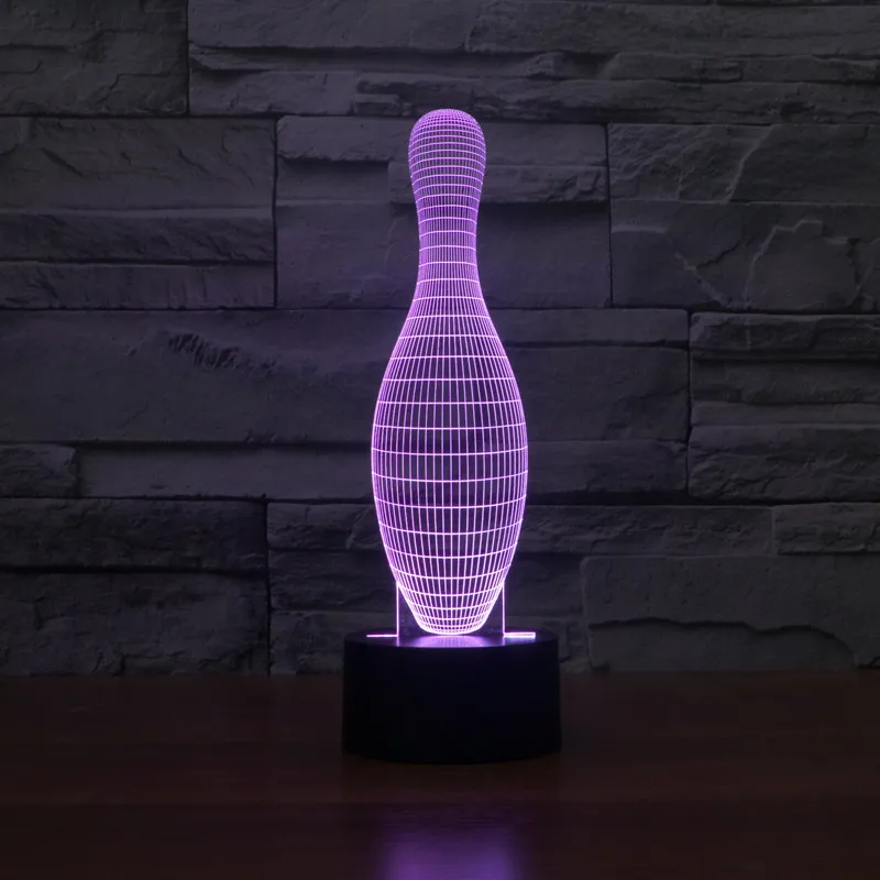 

7 Color Change LED Table Lamp Xmas Toy Gift 3D Bowling Shape Night Light