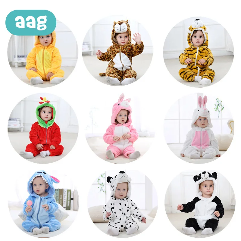 

AAG Baby Romper One-Pieces Cute Animal Soft Flannel Pajamas Overalls Jumpsuit Bebes Climb Clothing Universal Season Outwear