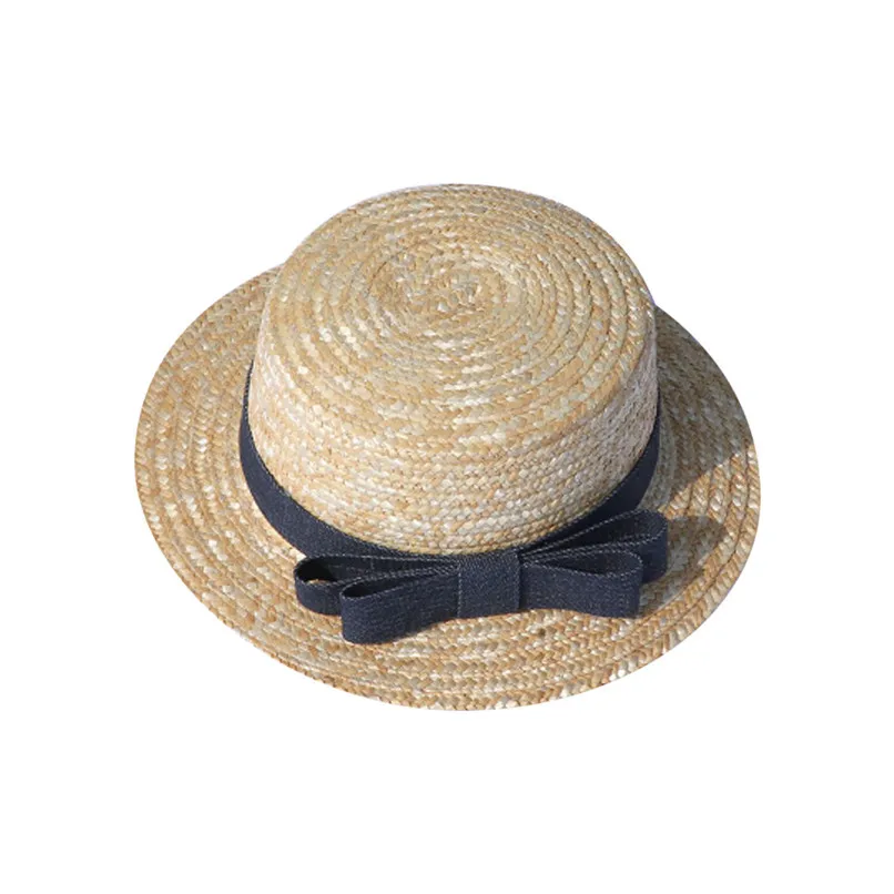 Пляжные кепки летние для родителей и детей, для маленьких девочек, Пляжная соломенная Кепка с плоским козырьком, дорожный солнцезащитный крем для отдыха, шляпа#2p23 - Цвет: F