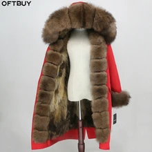 OFTBUY, зимняя женская куртка, пальто с натуральным мехом, удлиненная парка, водонепроницаемая верхняя одежда, Воротник из натурального Лисьего меха, капюшон, подкладка из лисьего меха, съемная