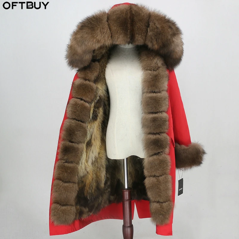 Женская парка с капюшоном OFTBUY длинная непромокаемая со съемной подкладкой