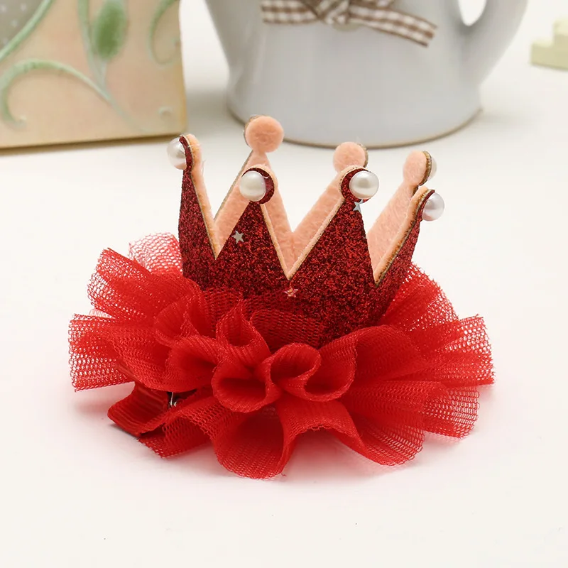Dog Cat Pet Hair Clip Hairoins Cute Lace Princess Crown Wedding Birthday Party Photography Decoration Pet Supplies Gift